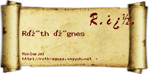 Róth Ágnes névjegykártya